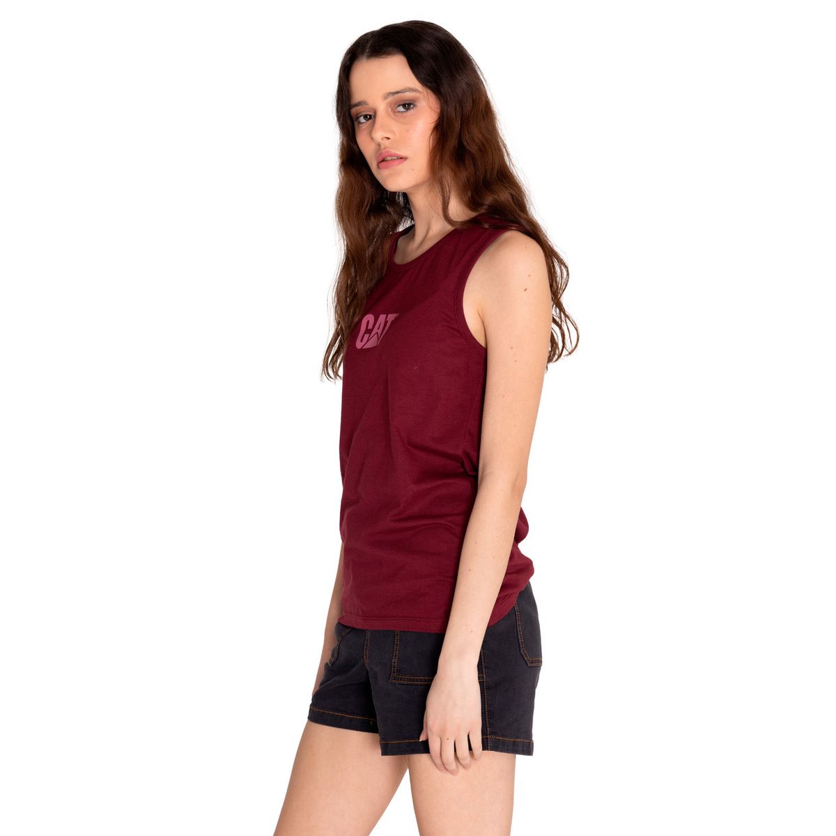 CAT - Polera Sin Manga Mujer Caterpillar LogoTank Rojo CAT