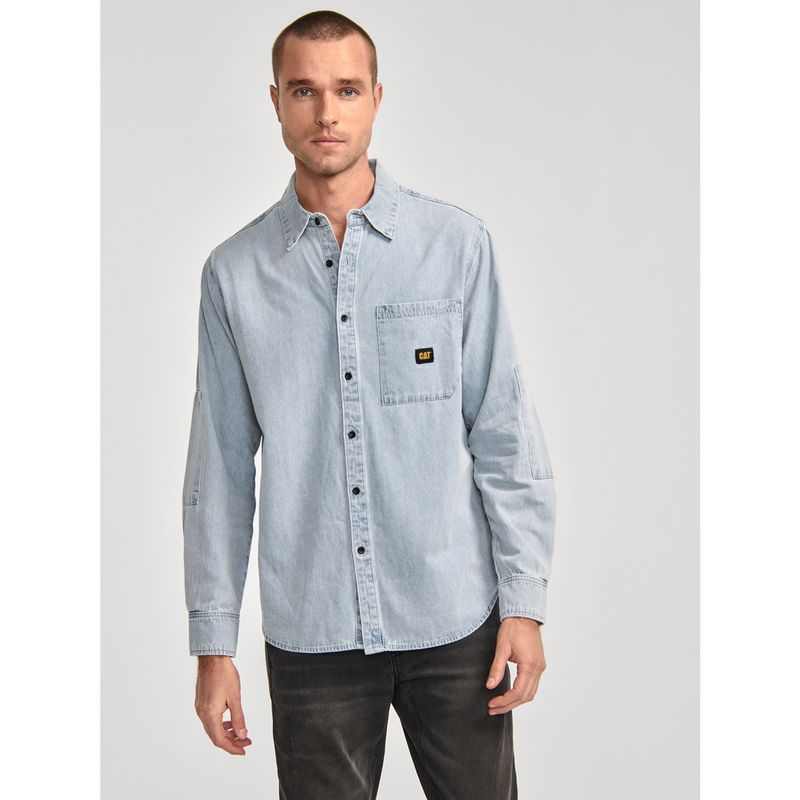 CAT - Camisa Manga Larga Hombre Denim LS Shirt Azul Claro CAT