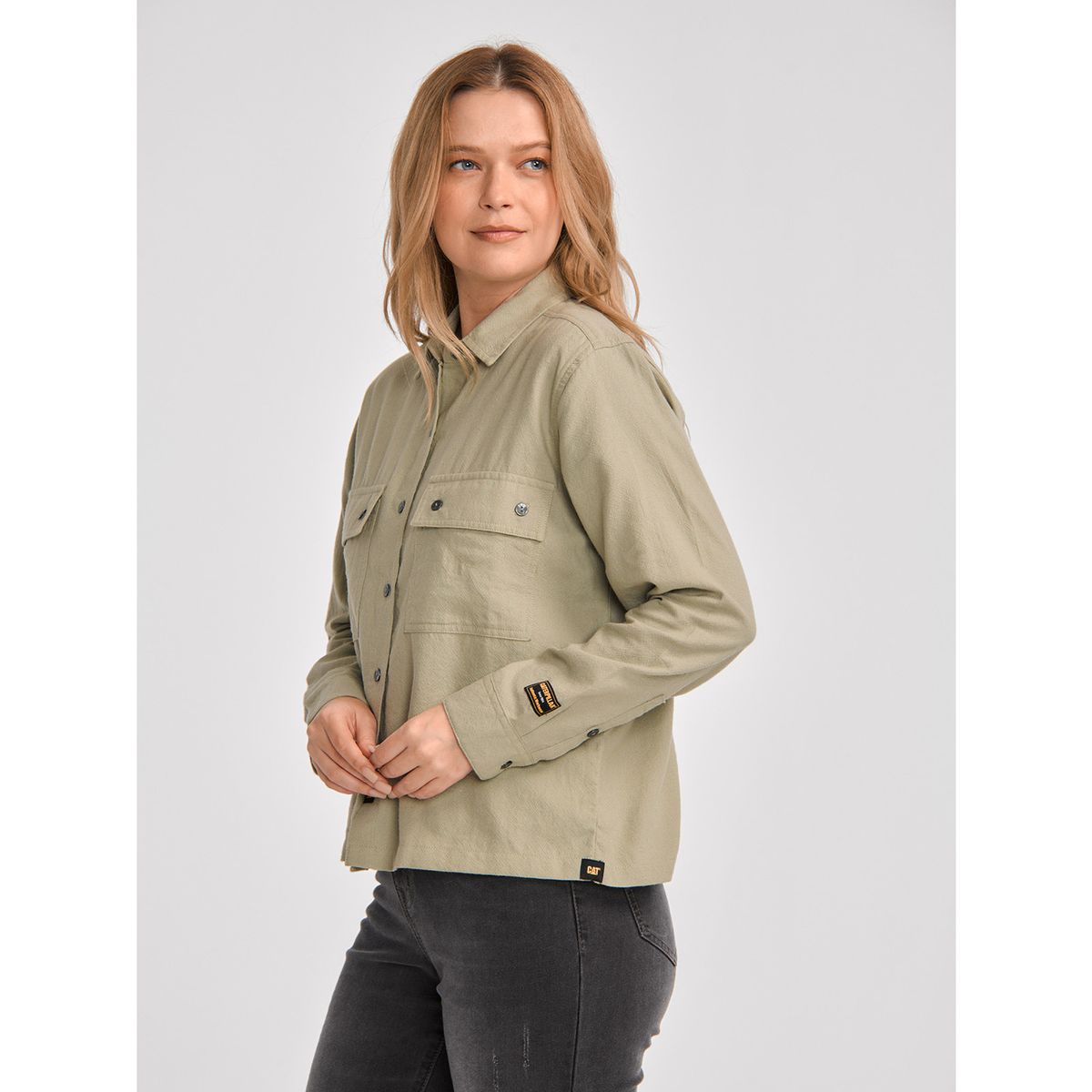 CAT - Blusa Manga Larga Mujer Heritage Uniform Boxy Verde CAT