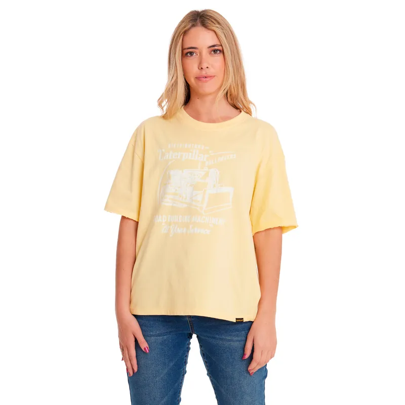 CAT - Polera Manga Corta Mujer Boxy HW Graphic1 Amarillo CAT