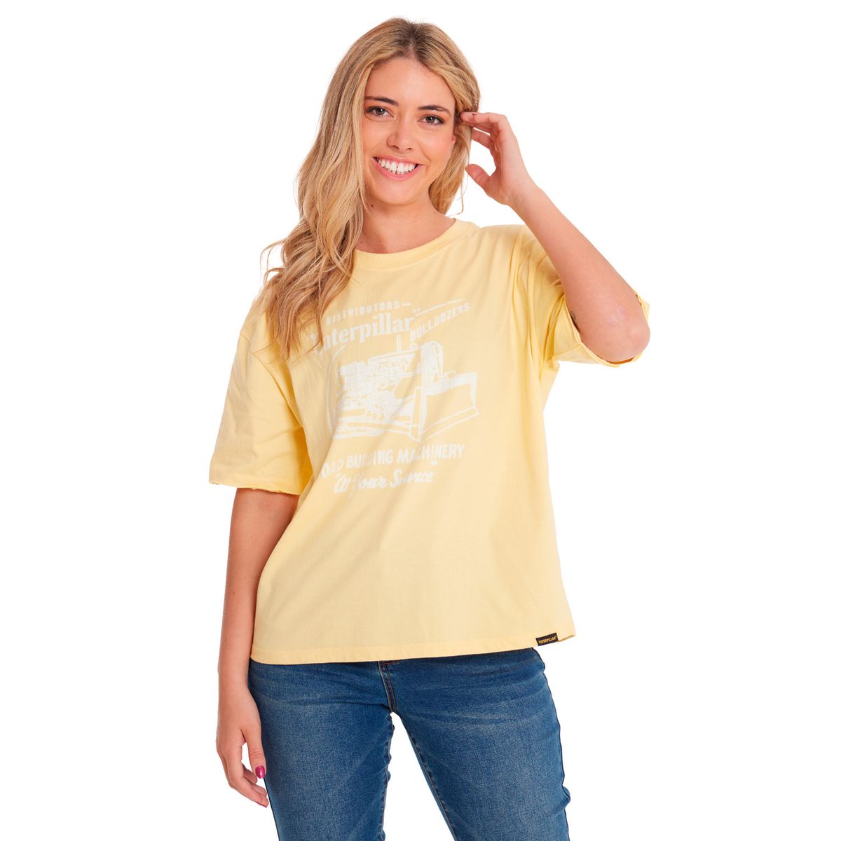 CAT - Polera Manga Corta Mujer Boxy HW Graphic1 Amarillo CAT