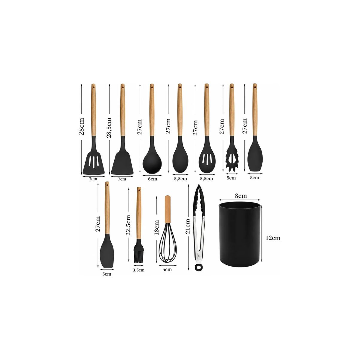 GENERICO - Set X12 Utensillos De Cocina Antiadherentes De Silicona