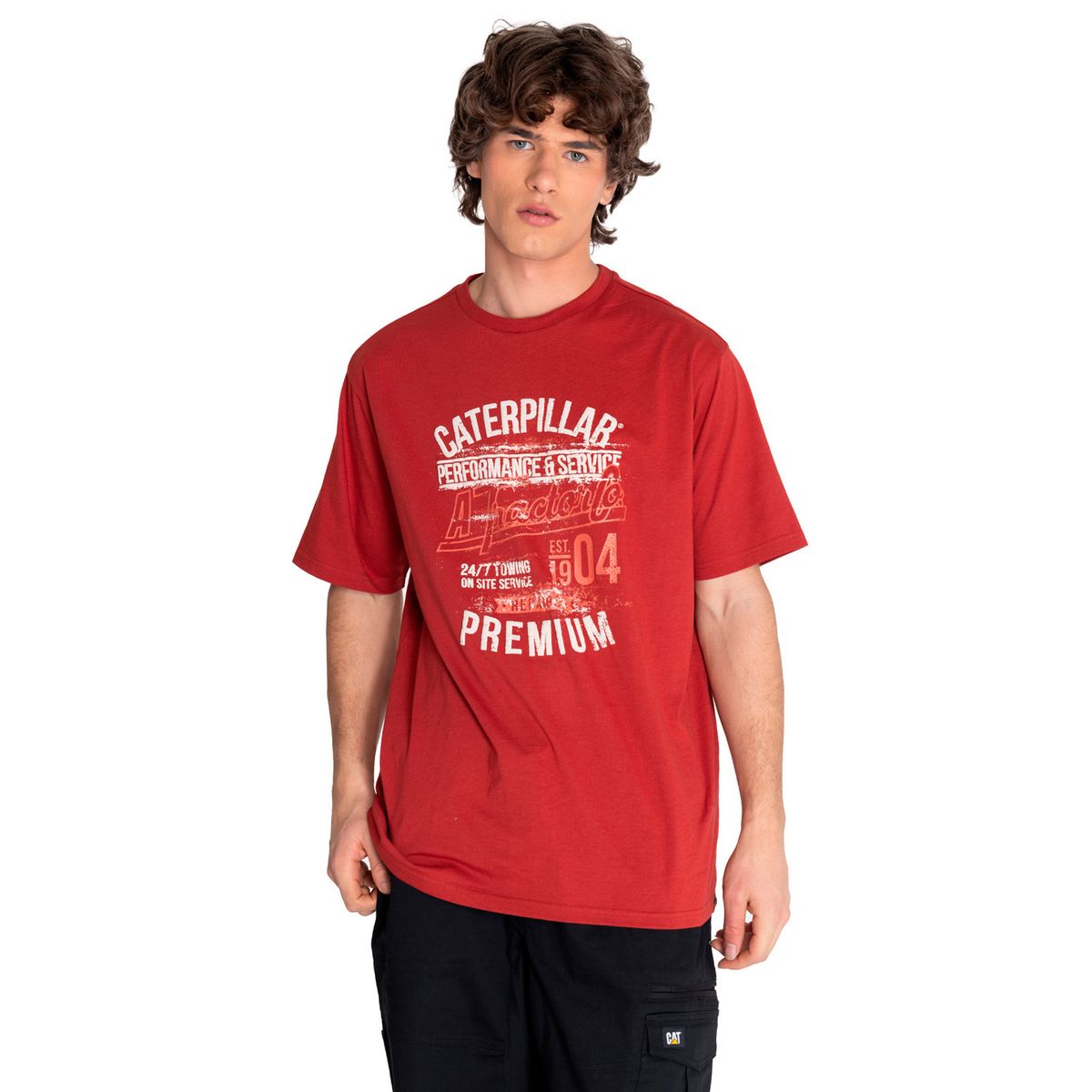 CAT - Polera Manga Corta Hombre His Tradition Graph6 Rojo CAT