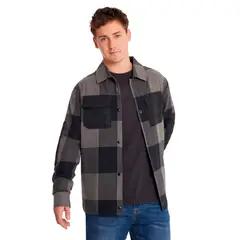 CAT - Camisa Manga Larga Hombre Flannel Snap Front Negro