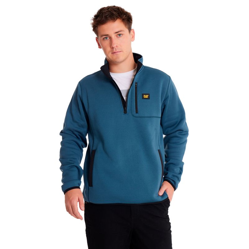 CAT - Polar Hombre Sweater Fleece Quarter Zip Jacket Azul CAT
