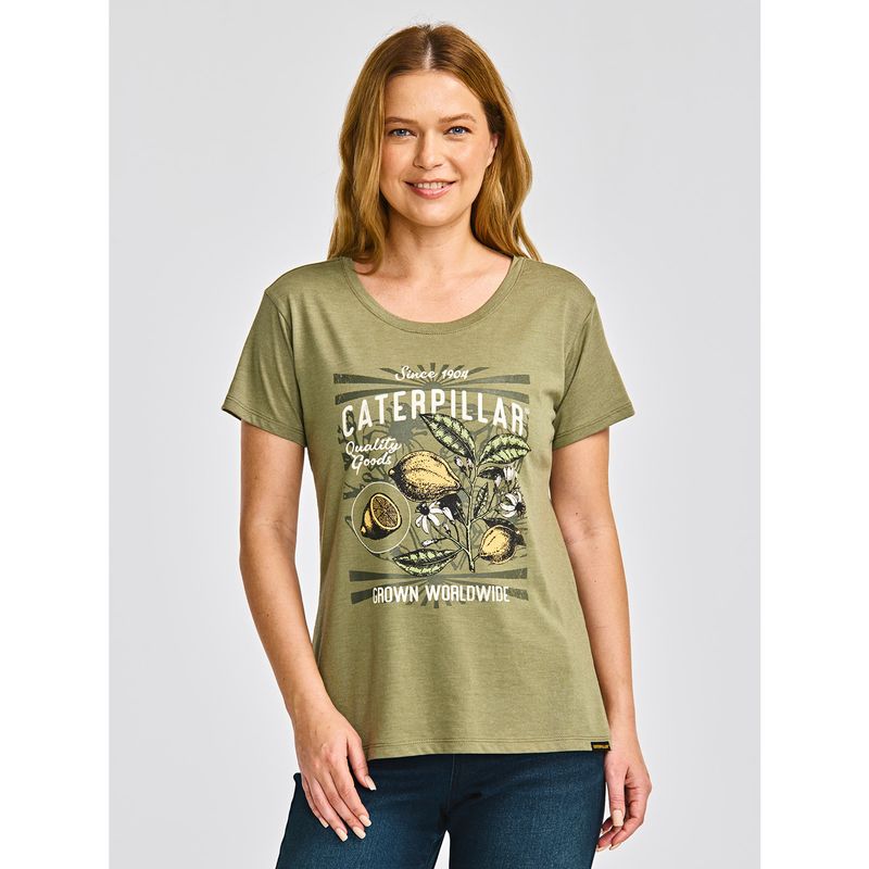 CAT - Polera Manga Corta Mujer Crew Graphic Tee 4 Verde CAT