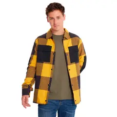 CAT - Camisa Manga Larga Flannel Hombre Snap Fr Amarillo
