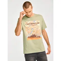CAT - Polera Manga Corta Hombre Herit Unf HW Graph1 Verde