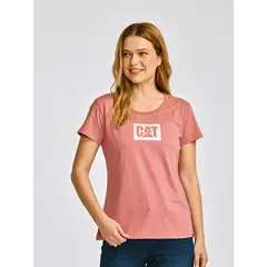 CAT - Polera Manga Corta Mujer Metallic LogoRosado