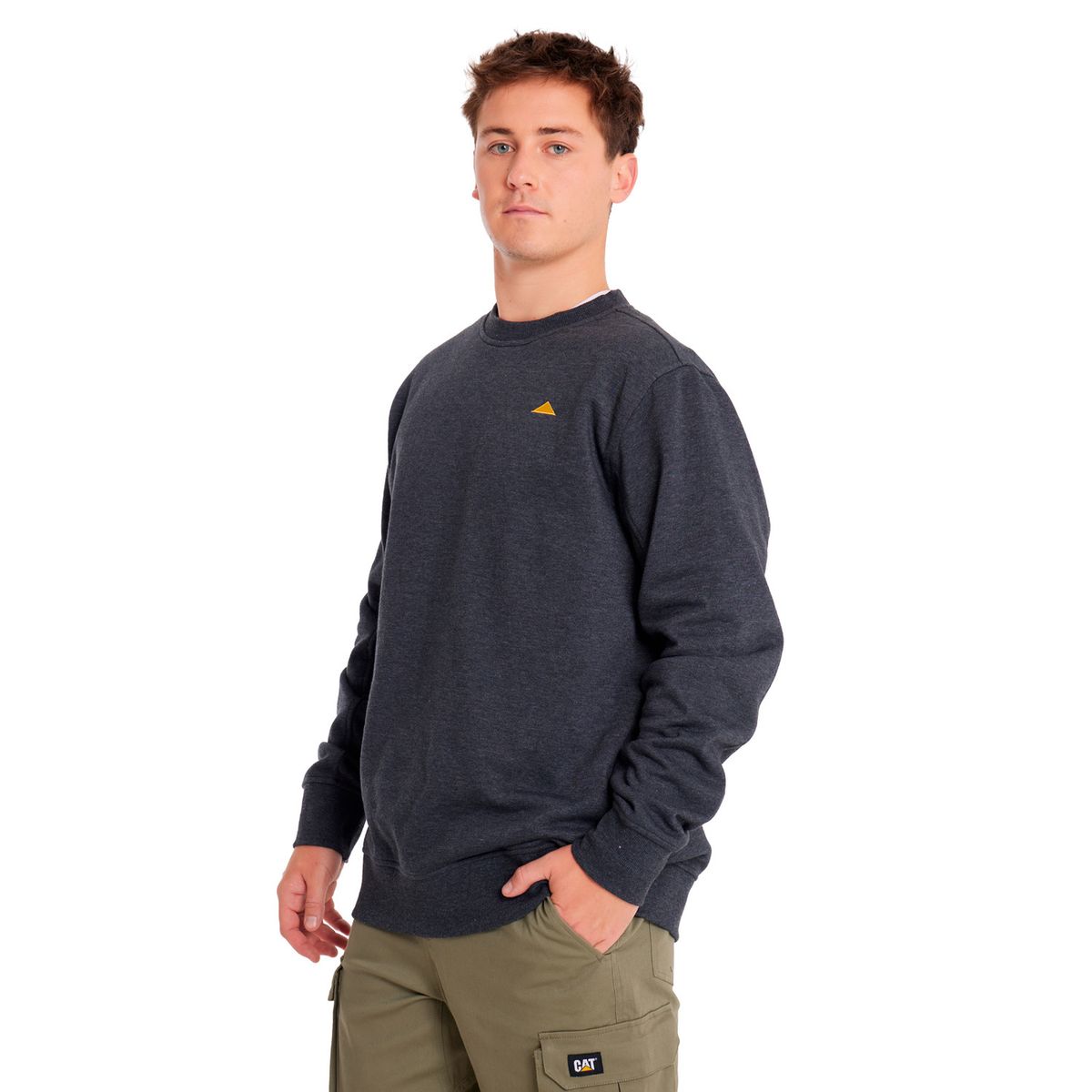 CAT - Polerón Hombre Heather Caterpillar Logo Crew Negro CAT