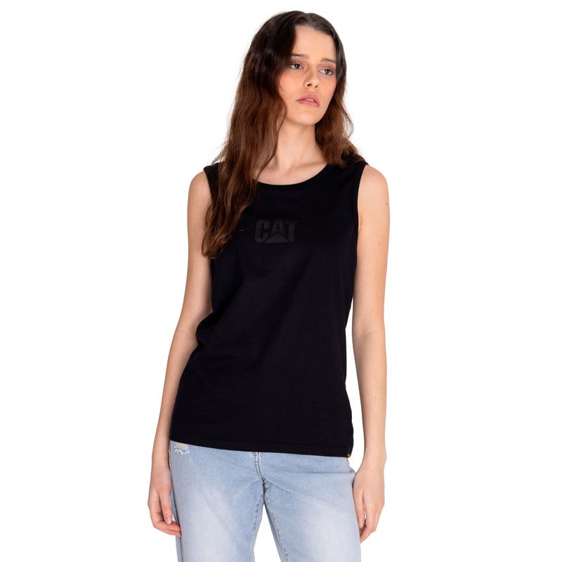 CAT - Polera Sin Manga Mujer Caterpillar LogoTank Negro CAT