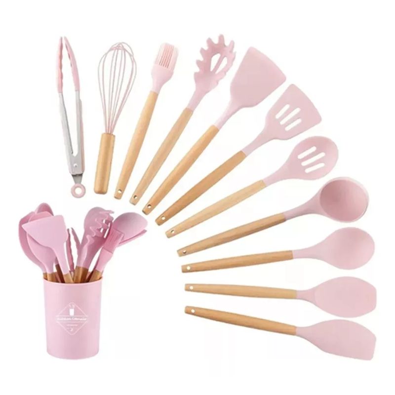GENERICO - Set X12 Utensillos De Cocina Antiadherentes De Silicona