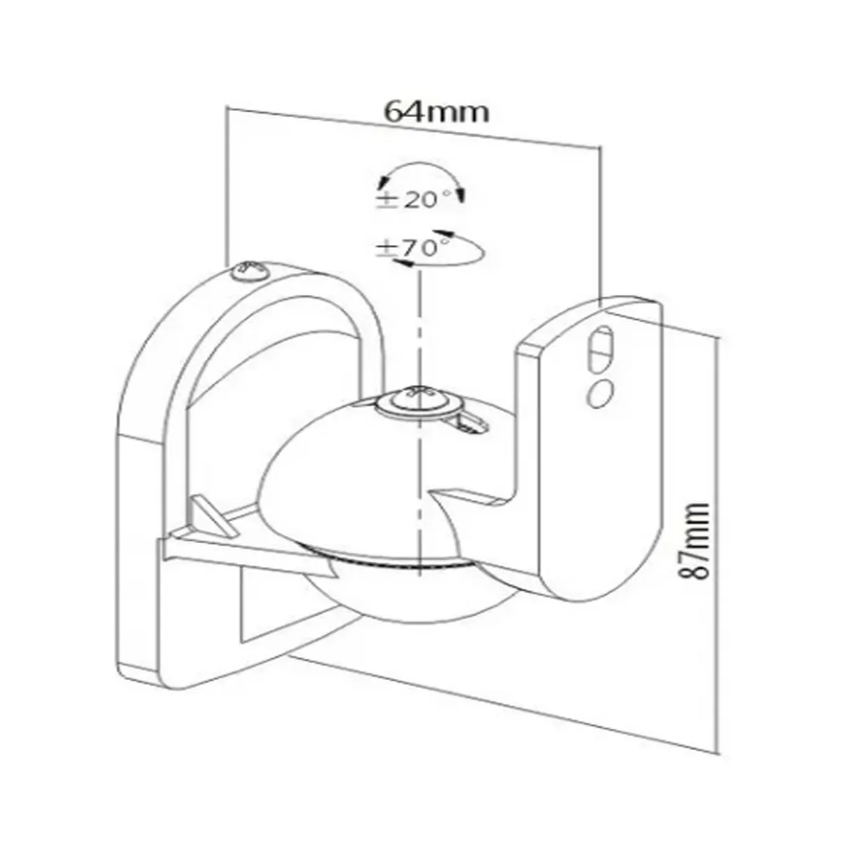 GENERICO - SOPORTE PARLANTE A MURO 2 UNI BLANCO ATORNILLABLE