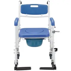 GENERICO - Baño Inodoro Aluminio Con Ruedas Asiento Acolchado Reposapie 7002C