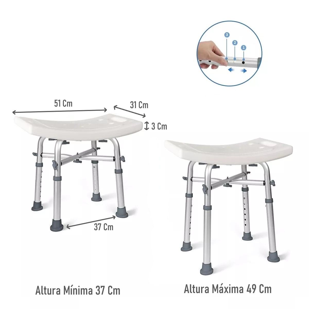 GENERICO - Piso Silla De Ducha Aluminio Bano Bariatrica Antideslizante