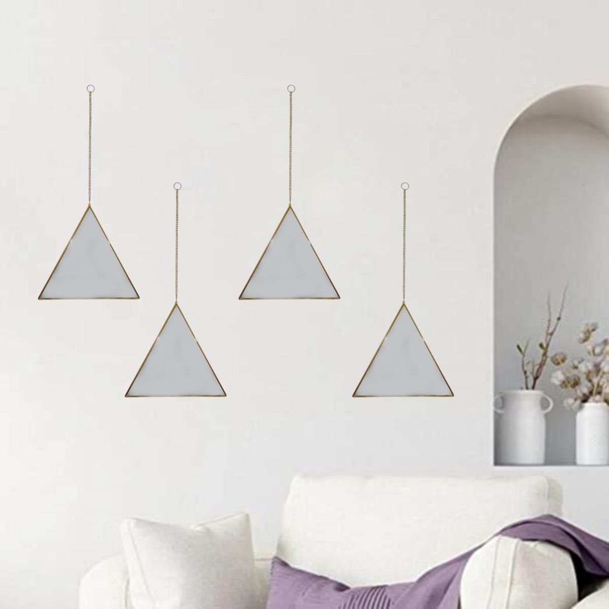 GENERICO - Set 4 Espejos Pared Para Colgar Triangular Marco De Espejo