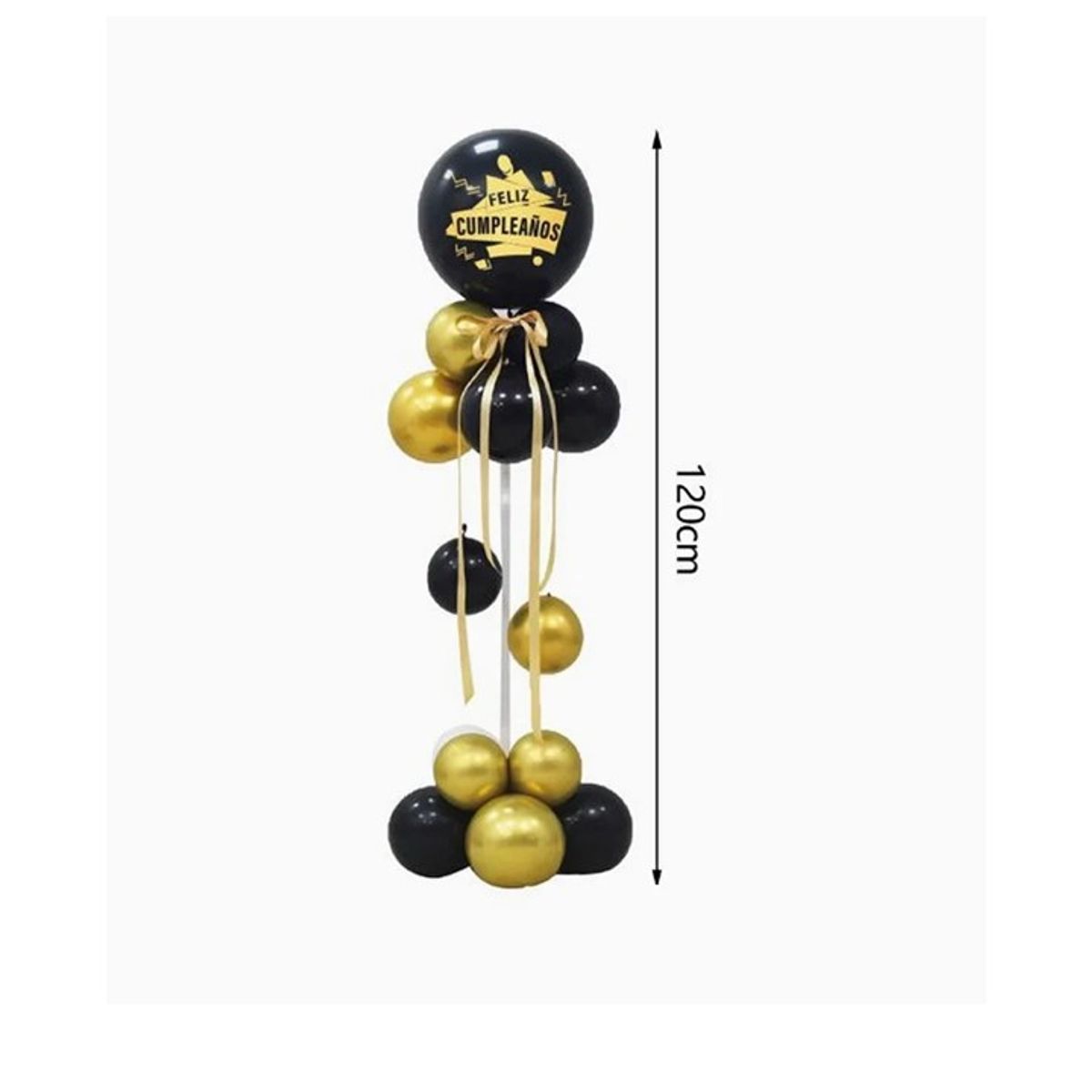 GENERICO - Base de Decorativa Globos Negro y Dorado 120cm