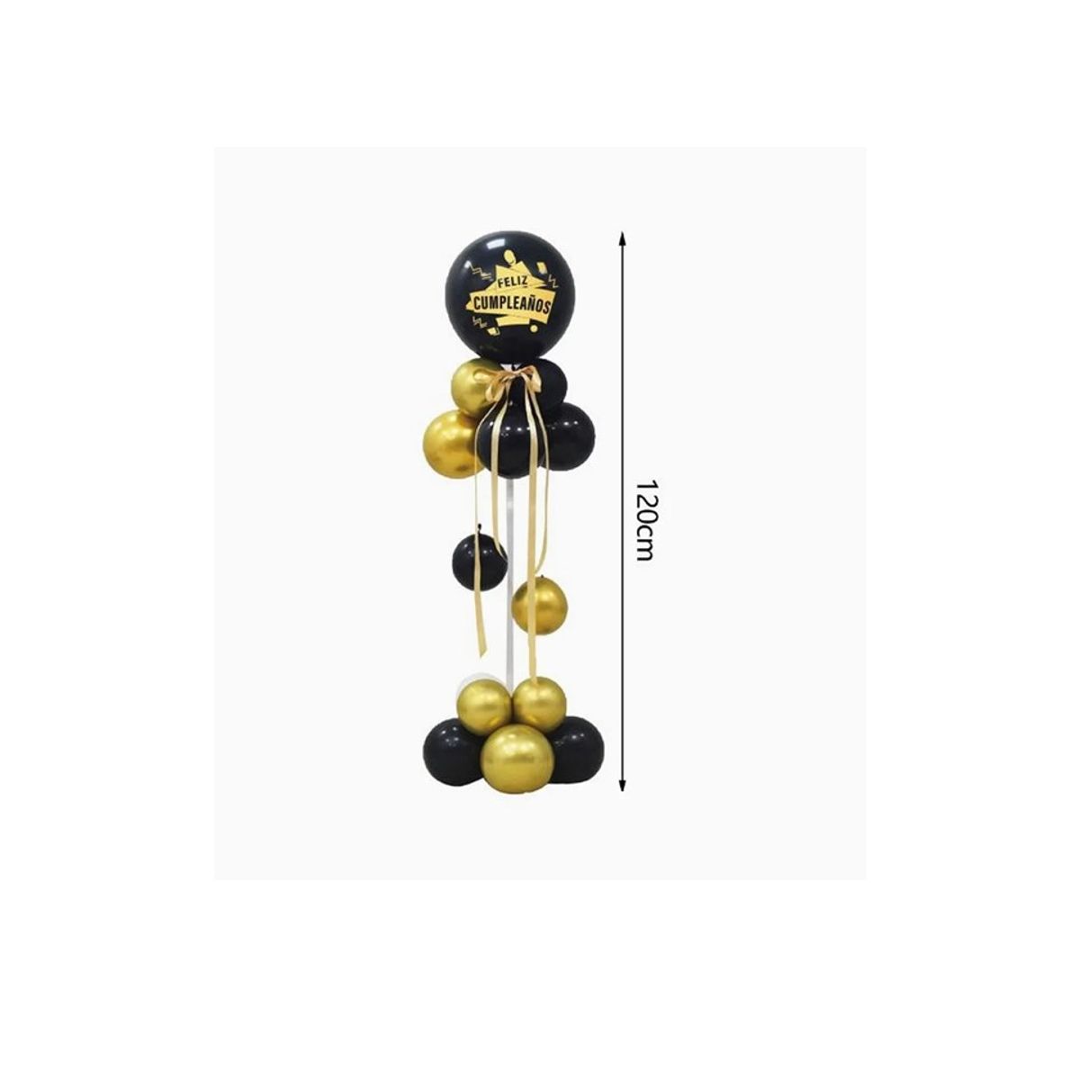 GENERICO - Base de Decorativa Globos Negro y Dorado 120cm