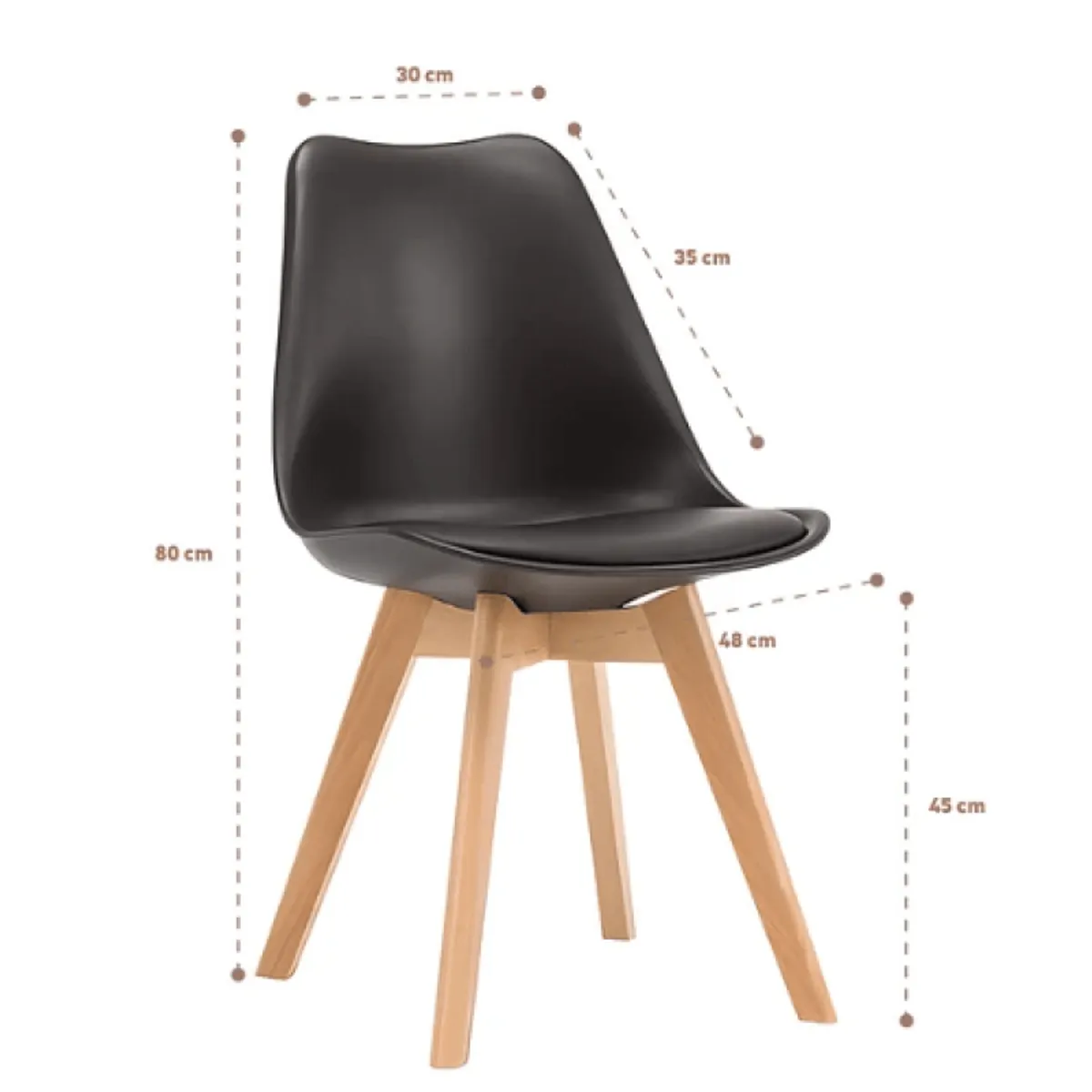 KLIK - Silla Tulip Acolchada Negro