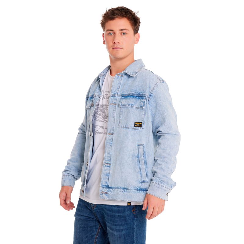 CAT - Chaqueta Unisex Denim Work Jacket Azul Claro CAT