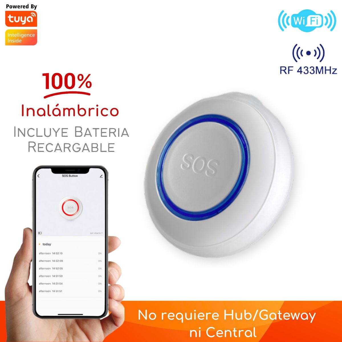 D MOTICA - Botón De Pánico Inalámbrico Inteligente Wifi + Rf433 Mhz