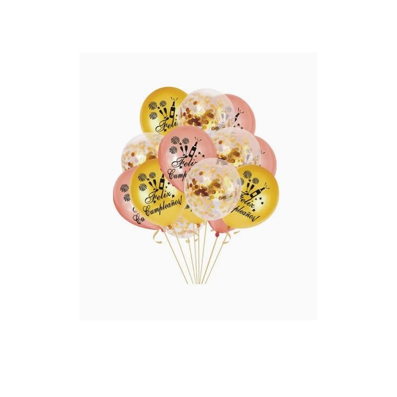GENERICO - Set de Globos Dorados 14 Pcs  Surtido 30cm