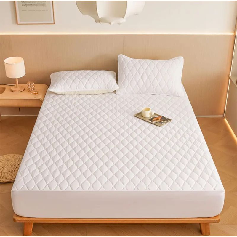 GENERICO - cubre colchón blanco king protector impermeable 2 funda de almohada