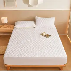 GENERICO - Cubre colchón blanco king protector impermeable 2 funda de almohada
