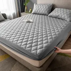GENERICO - Cubre colchón gris king protector impermeable 2 funda de almohada