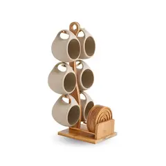 SANTU HOME & DECO - Juego de 6 Tazas Nórdico con Soporte y Posavasos