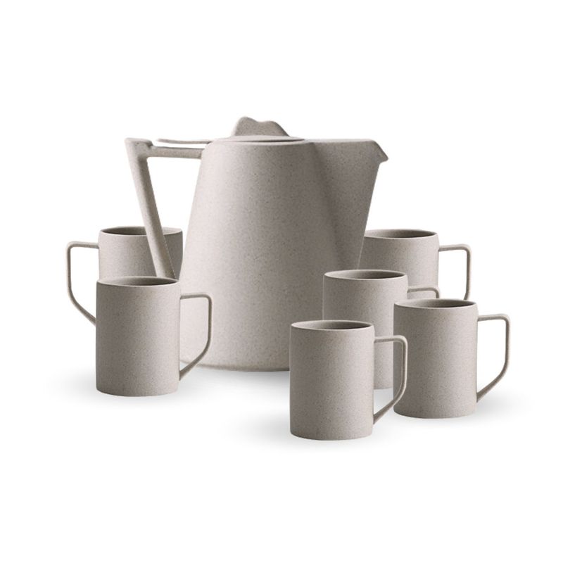 SANTU HOME & DECO - Juego de Té Cerámica Jarra y 6 Tazas Retro