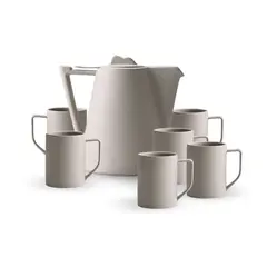 SANTU HOME & DECO - Juego de Té Cerámica Jarra y 6 Tazas Retro
