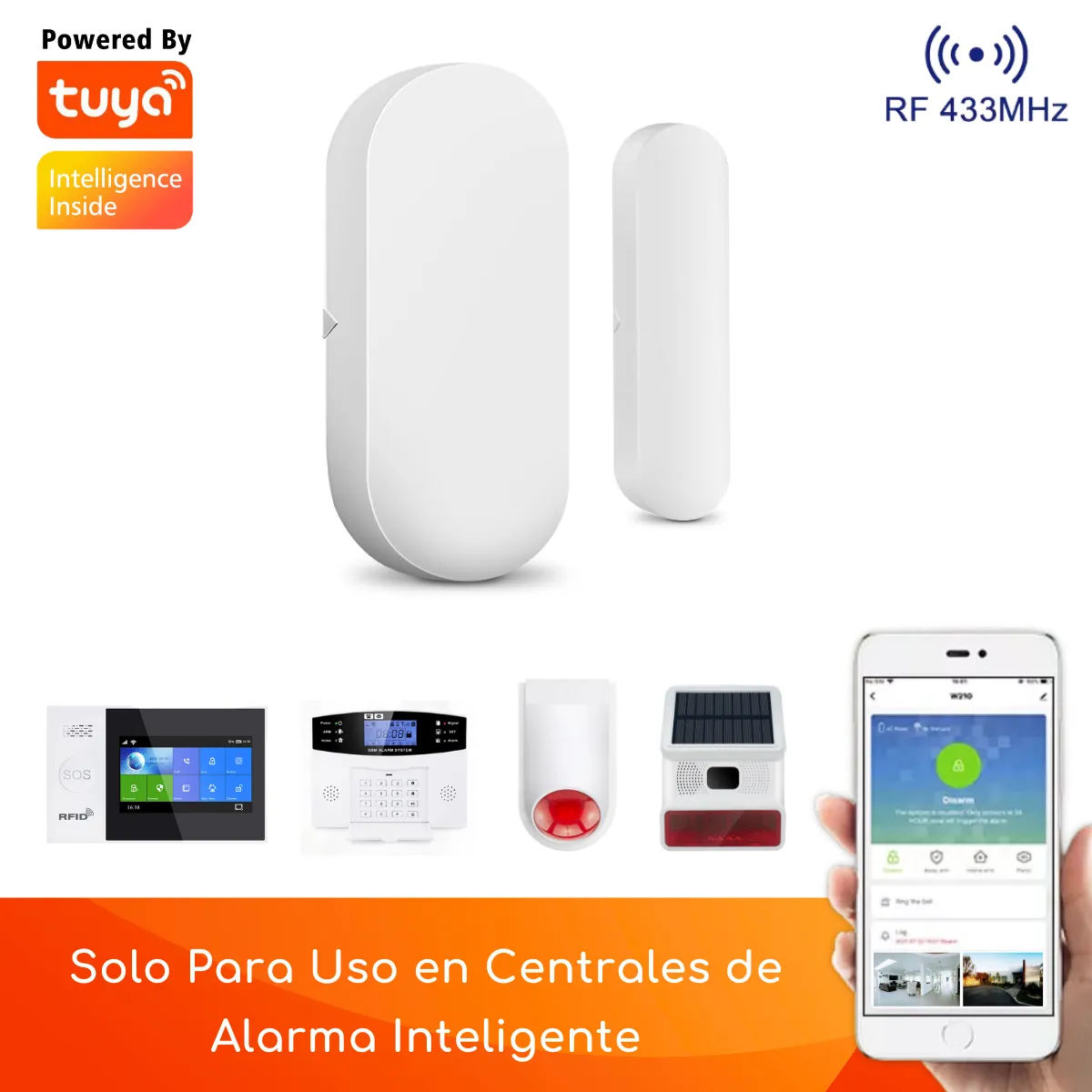 D MOTICA - Sensor Magnético Inteligente 433mhz Para Puertas Y Ventanas