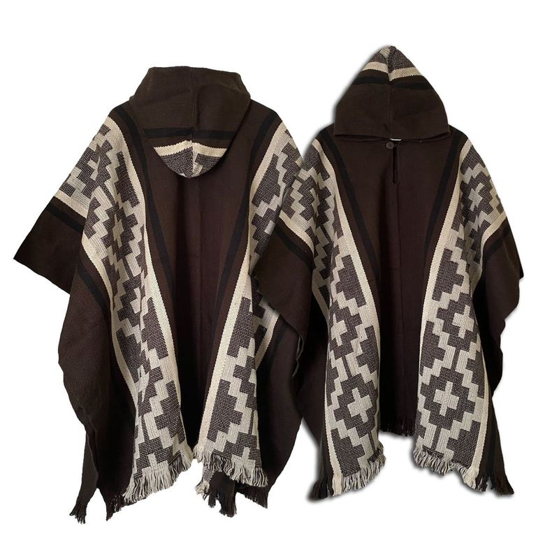 GENERICO - Poncho Con Lana De Alpaca Diseño Tradicional Mapuche