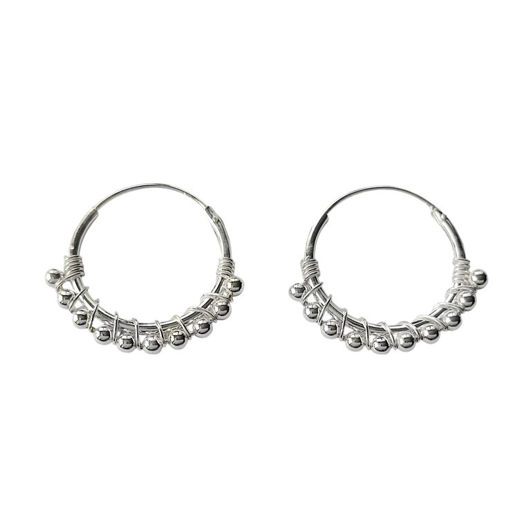 Aros Argolla Alba Pelotitas 16mm Plata Fina 925 Plateado TALLA UNICA