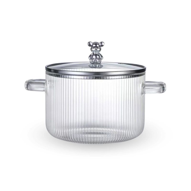 SANTU HOME & DECO - Olla de Vidrio Oso Plateado Minimalista