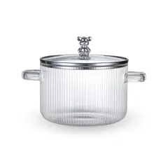 SANTU HOME & DECO - Olla de Vidrio Oso Plateado Minimalista