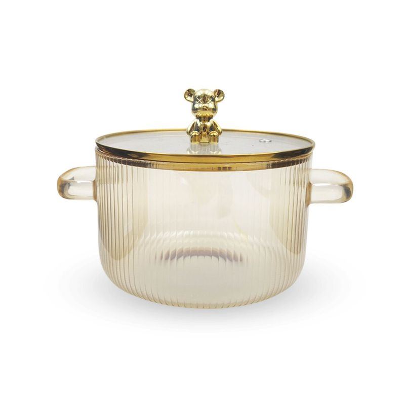 SANTU HOME & DECO - Olla de Vidrio Oso Dorado Minimalista