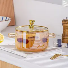 SANTU HOME & DECO - Olla de Vidrio Oso Dorado Minimalista