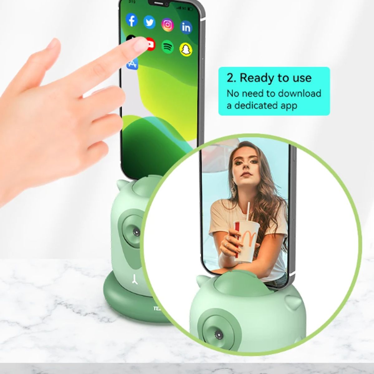 TELESIN - Soporte Smartphone Seguimiento Rostro 360 Rotación - Telesin