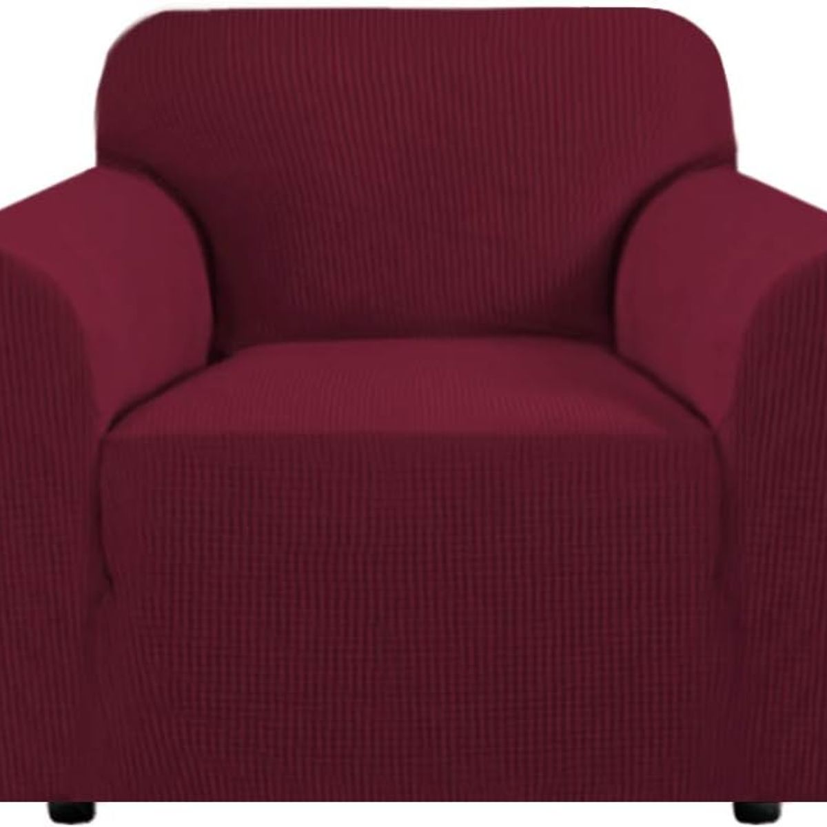 GENERICO - funda para sofá de 1 cuerpo tela gruesa cuadrille burdeo 90 a 140 cm