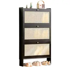GENERICO - Zapatero Organizador Ratan Bambo 120x70x17cm Negro