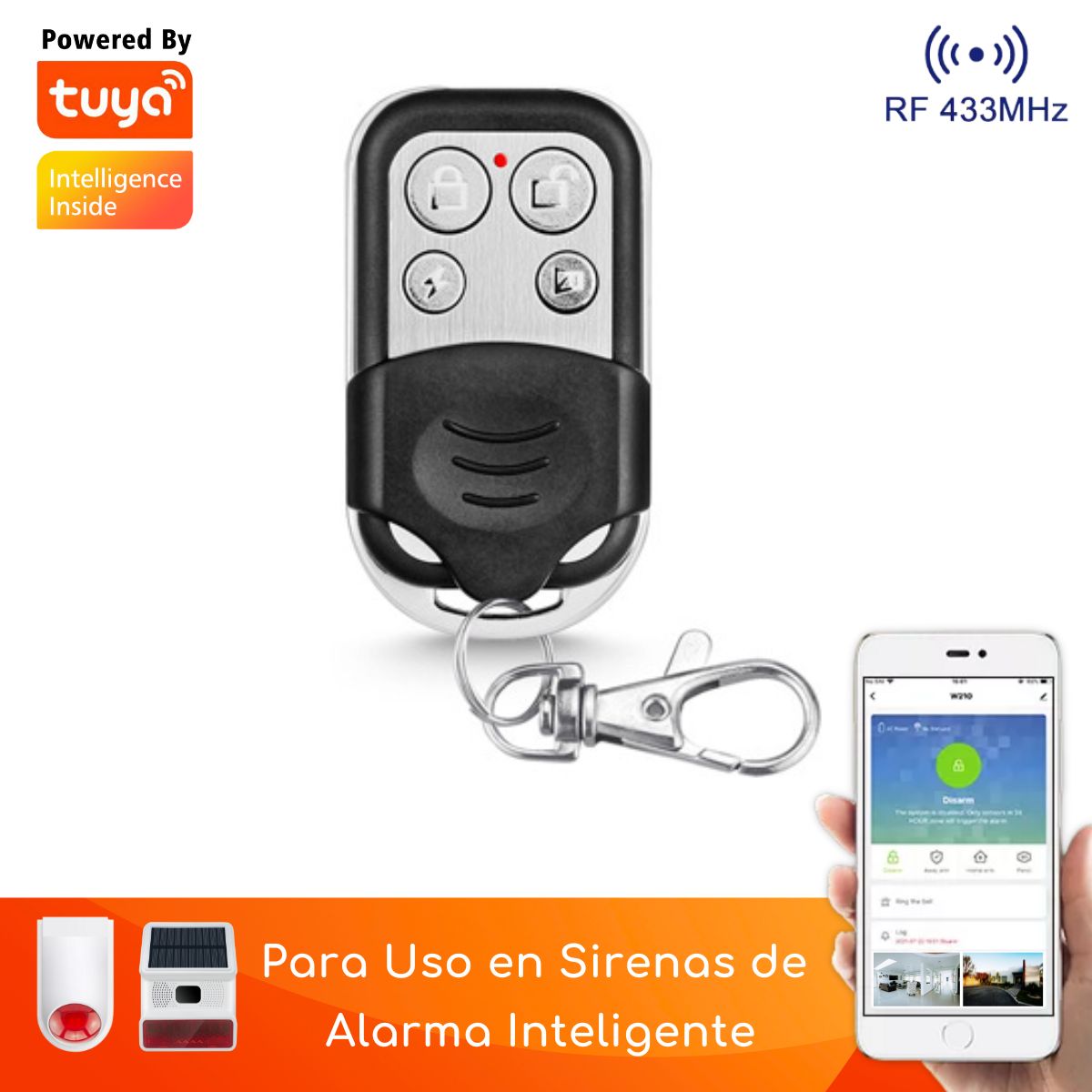 D MOTICA - Control Remoto-Botón de Pánico 433mhz Para Alarmas Y Sirenas Wifi