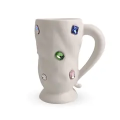 SANTU HOME & DECO - Taza Mug Brillos tipo Joyas 330 ml Cerámica y Bisutería