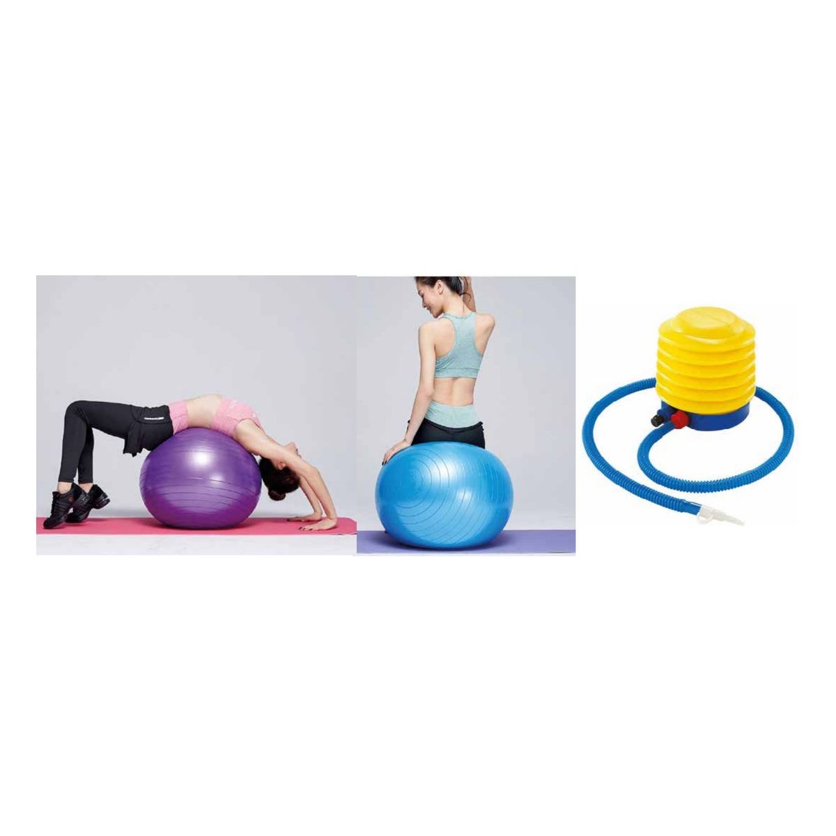 GENERICO - Pelota Balón Para Yoga O Pilates Con Inflador Gris - SC