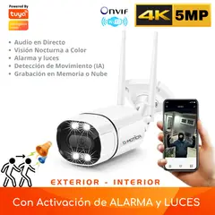 D MOTICA - Cámara Seguridad Wifi Inteligente 4k 5mp con Audio y Detección de Movimiento