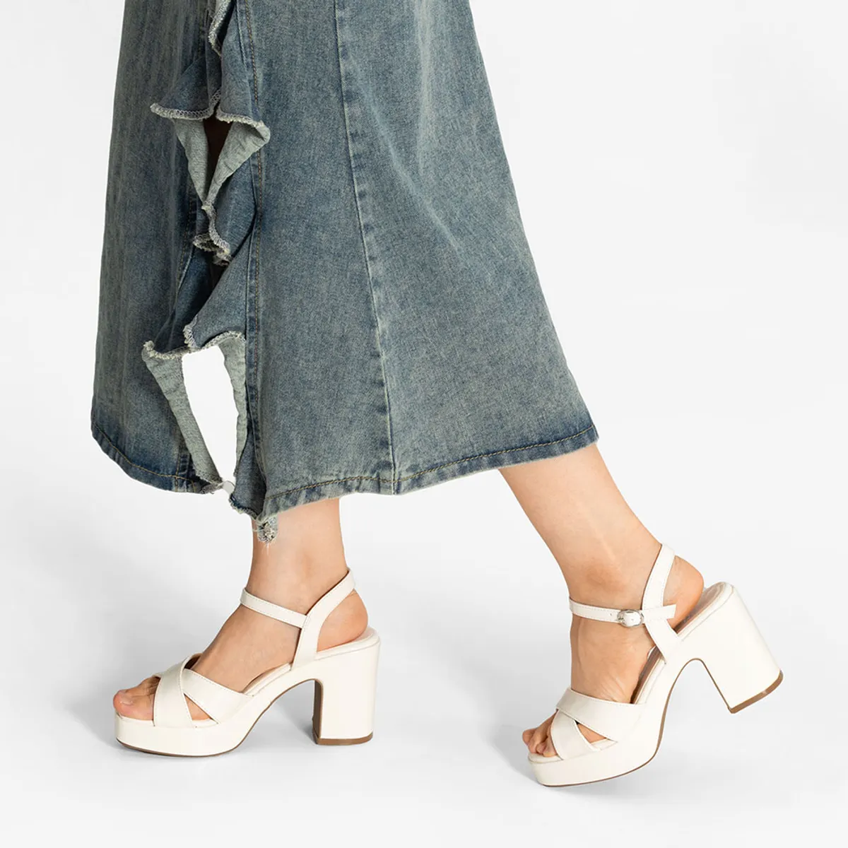 WEIDE - Sandalias Casual Taco Alto Mujer Fiesta Elegante Weide YL86