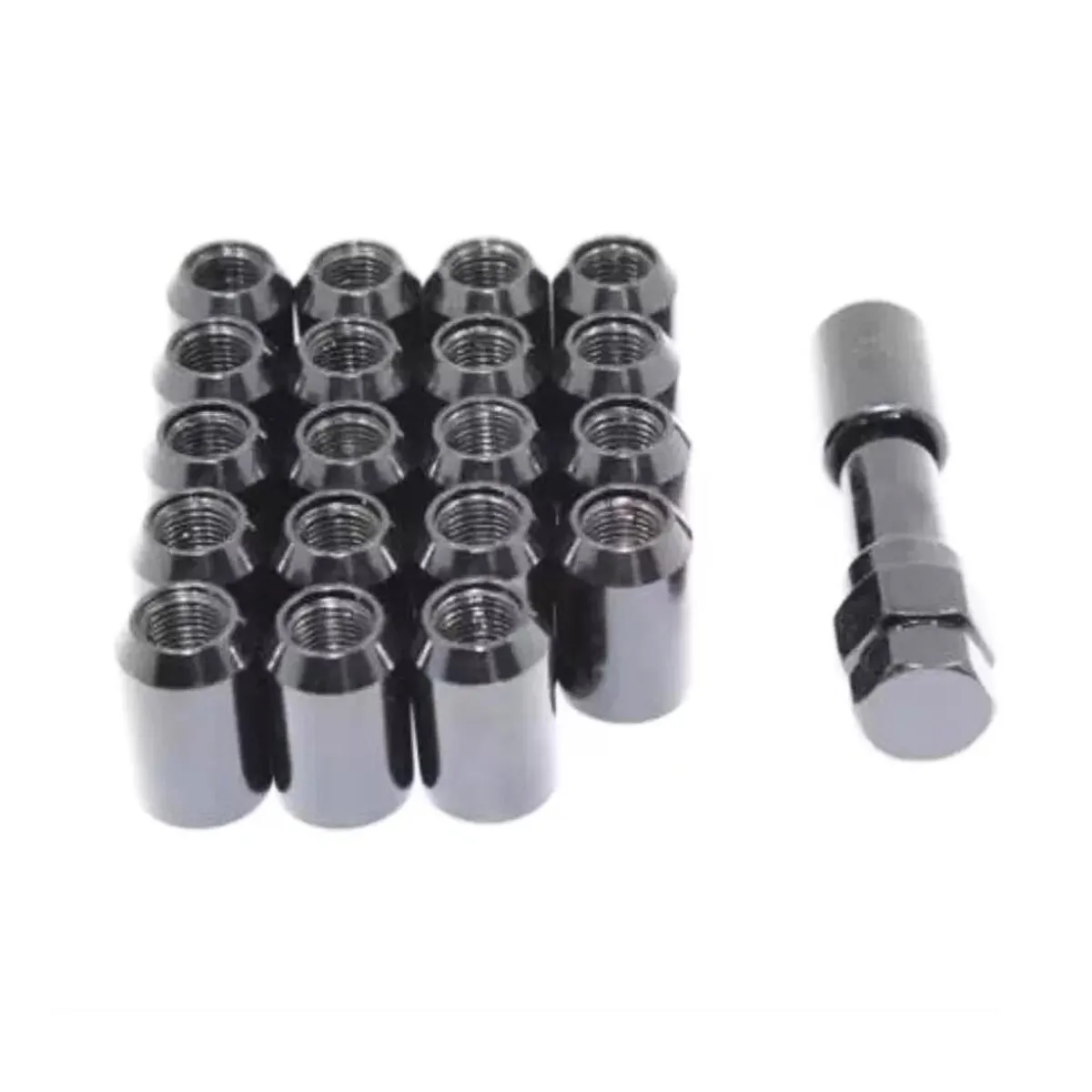 GENERICO - Tuerca De Seguridad 16pzs + Llave Negra 12x125mm