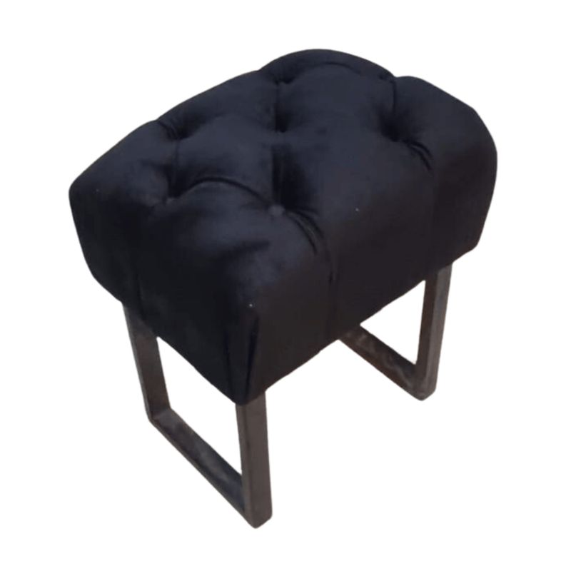 GENERICO - Banqueta Capitoné Negro Felpa Muebles Rimar