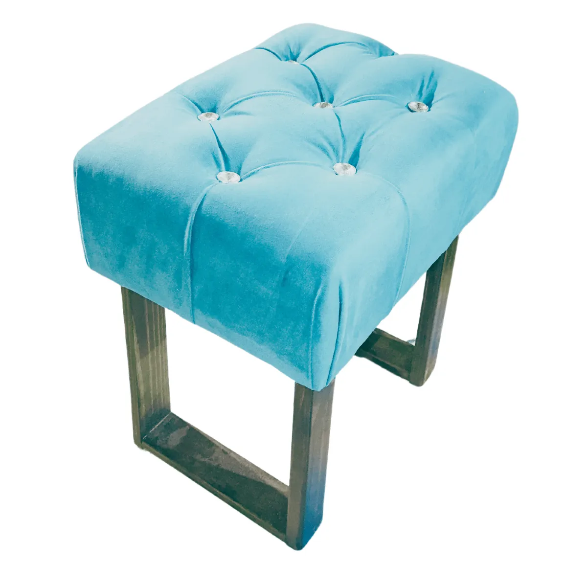 GENERICO - Banqueta Capitoné Turquesa Felpa Diamante Muebles Rimar